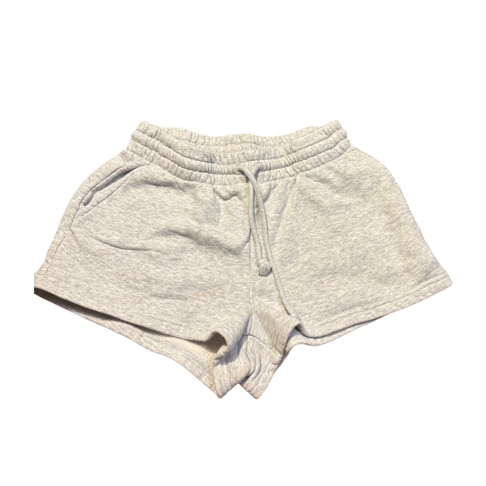 Tna Aritzia Womens Heather Grey Fleece Sweat Shorts Size S 2" inseam lounge cozy